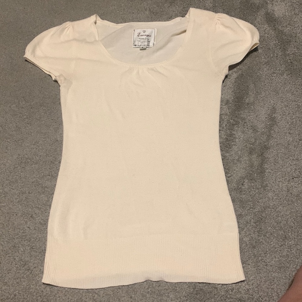 Energie Authentico Ivory Cream SS Sweater Size Large